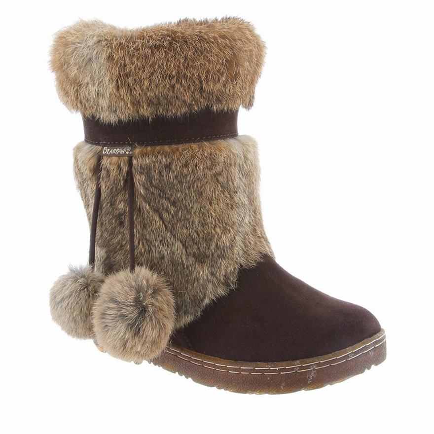 Bearpaw Tama Ankle Boots UK - Women's Boots Chocolate ||PLXNDM-158||